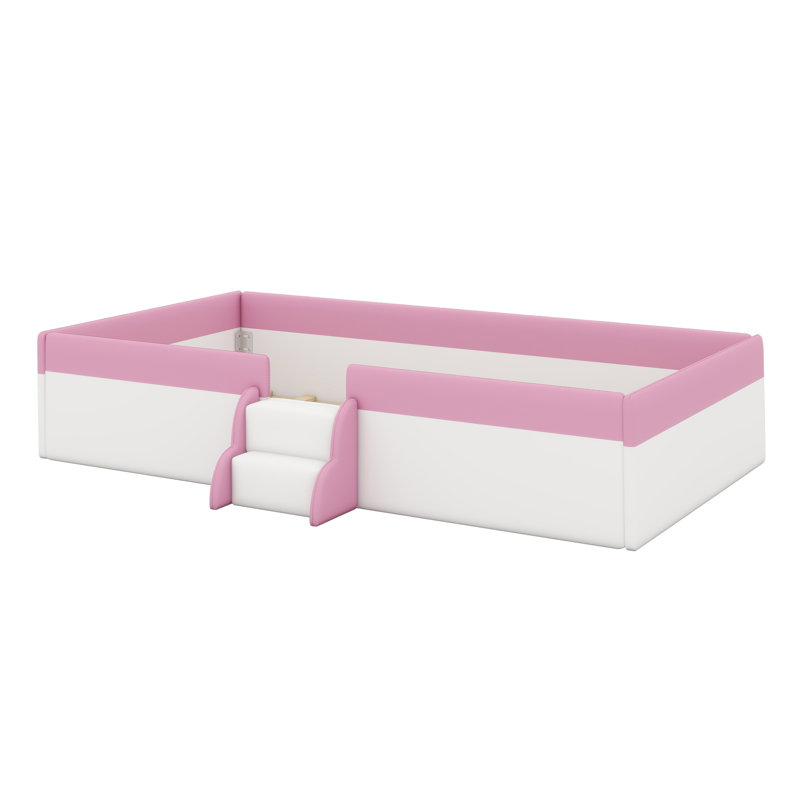 Upholstered Daybed Frame With Fence And Stairs, Twin