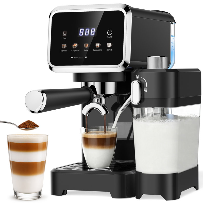 Machine à espresso à double chaudière avec mousseur à lait automatique et écran tactile - pompe à 20 bars