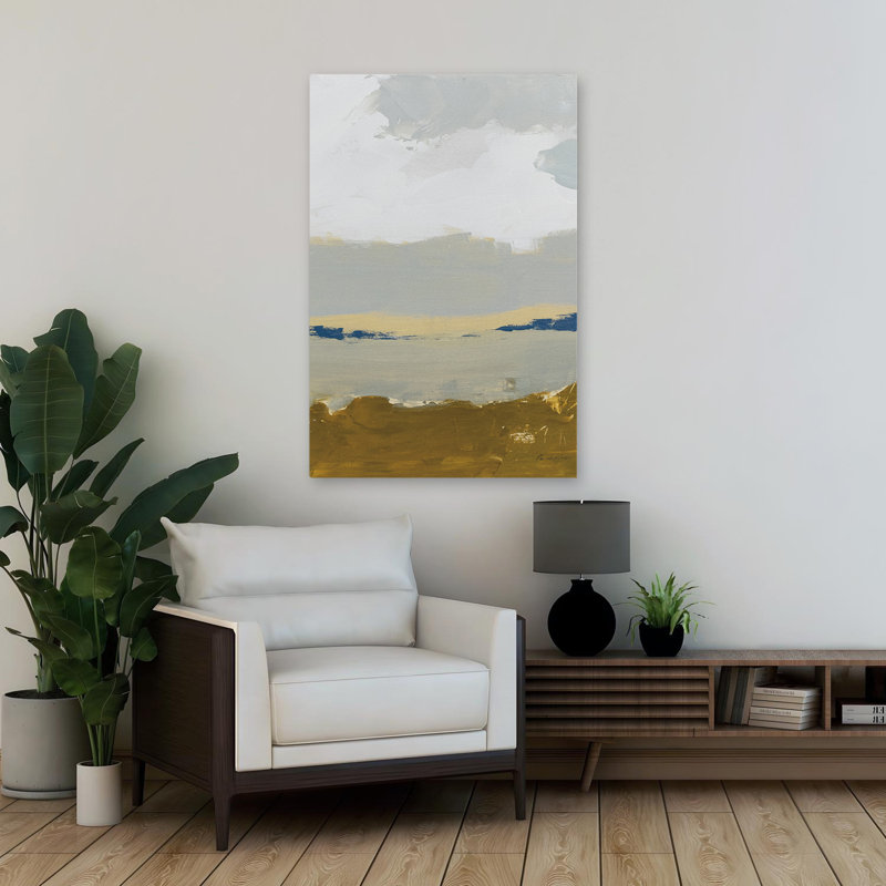 Sands III - Abstract Blue Brown Clouds, 36" H x 24" W