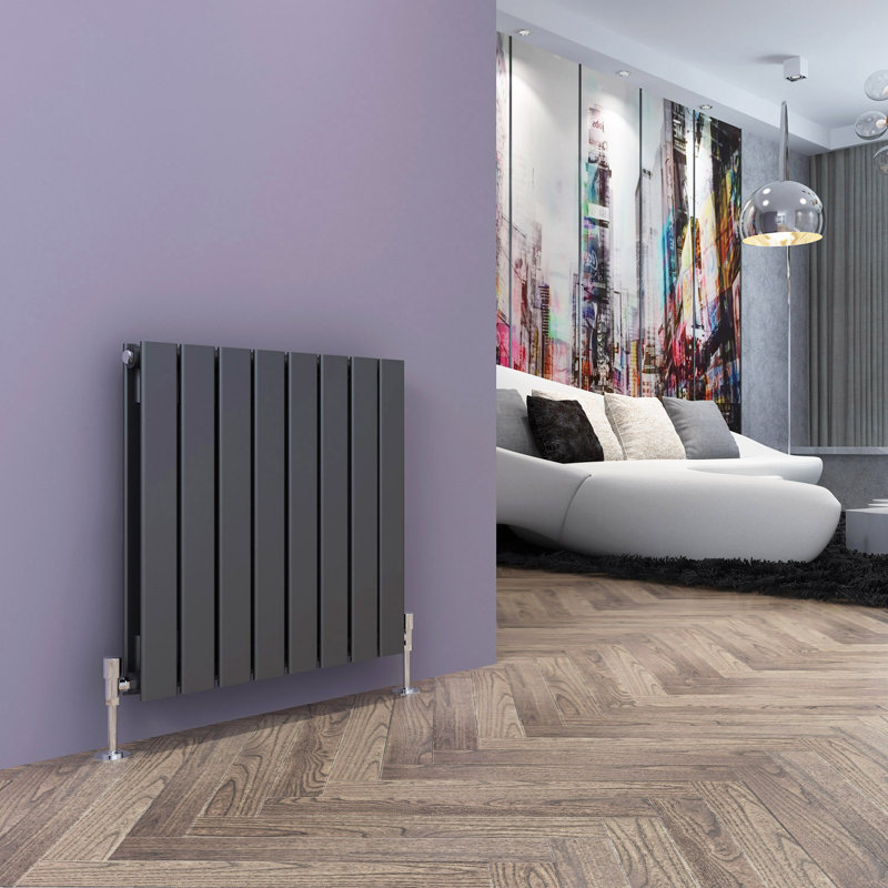 Tanya Horizontal Designer Radiator, Anthracite, 60cm H x 60cm W x 6.1cm D