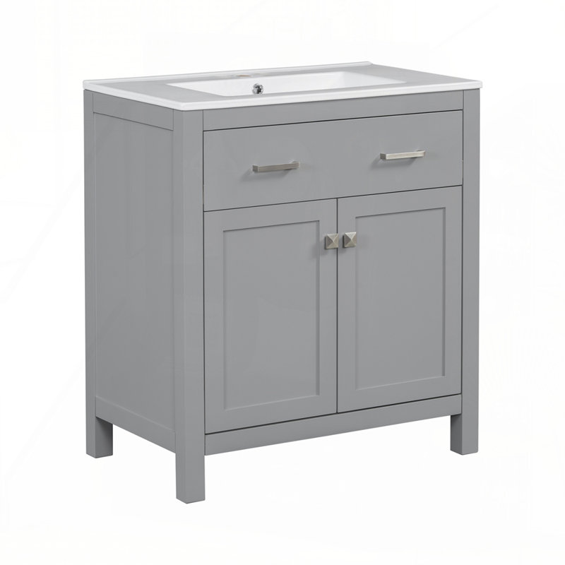Meuble-lavabo 30 po avec lavabo en céramique, Gris