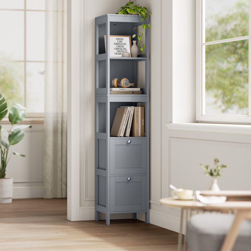 Armoire à linge autoportante Oxfordshire, Gris tourterelle / argent, 55,9 po x l 12 po x P 12 po
