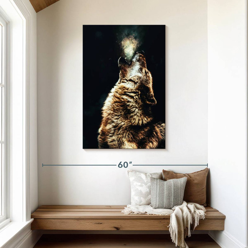 Brampt Dark Howling Wolf, 45" H x 30" W