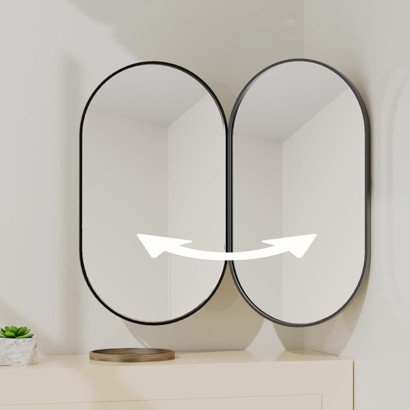 Elliptical Wall Mirror, Black