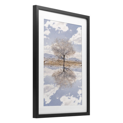 «Lone Tree & Clouds Reflection», reproduction sous verre encadrée, design par Robin Vandenabeele