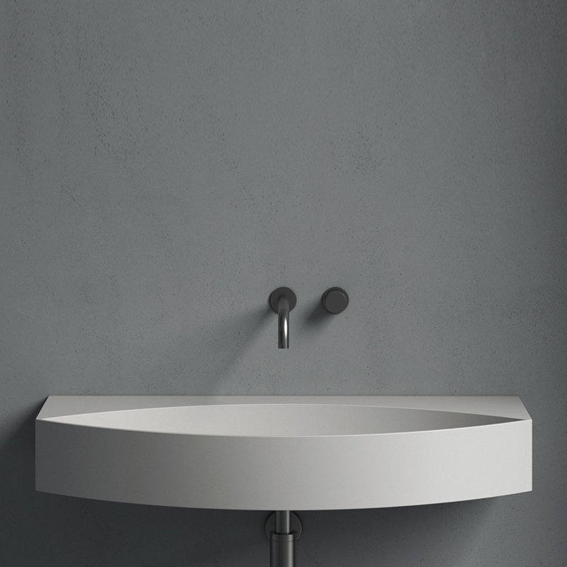 Lavabo de salle de bain vasque de 35,6 po Occhio, Aucun trou, Blanc lustré