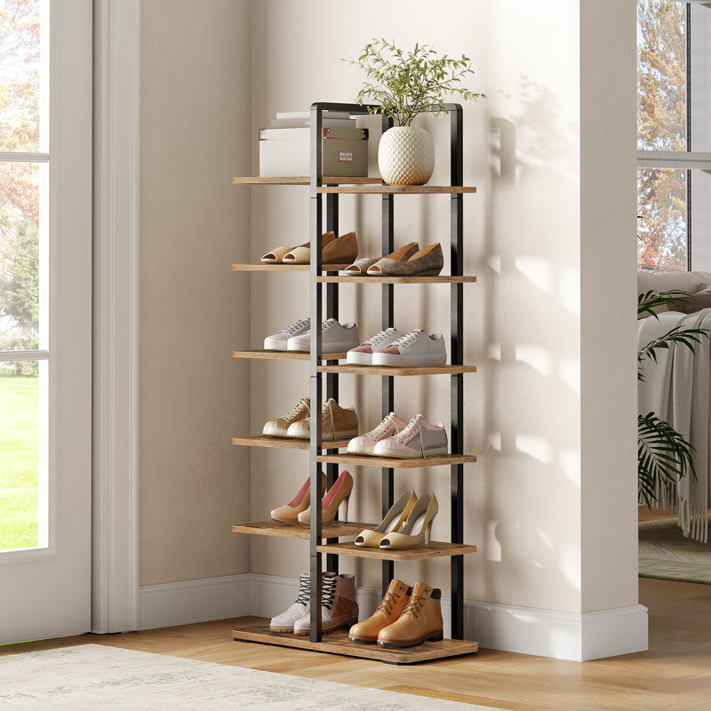 6-Tier 12-Pairs Vertical Shoe Rack, Narrow Shoe Tower,Shoes Shelves for Small Spaces, Entryway, Living Room