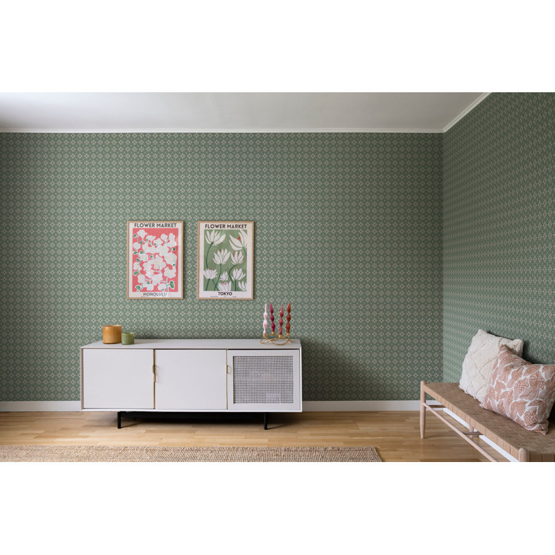 Huset I Solen Geometric Wallpaper Roll, Emerald