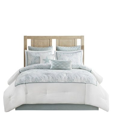 100% Cotton King Comforter White, Dark Embroidery, , Oversized And Overfilled, Comprises Comforter, Bed Skirt, 2 Shams, White , Filling, Comfortable B