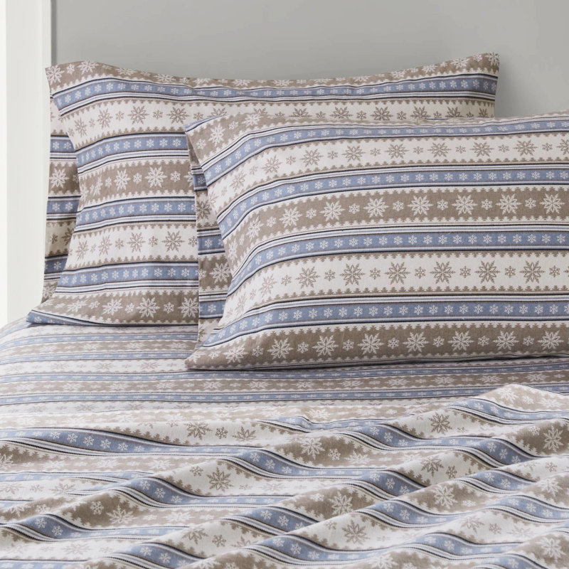 Drap-housse 100% flanelle de coton bleue, 3 pièces, brossé des deux côtés, convient aux matelas de 12 po, -, lavable à la machine avec flocon de neige