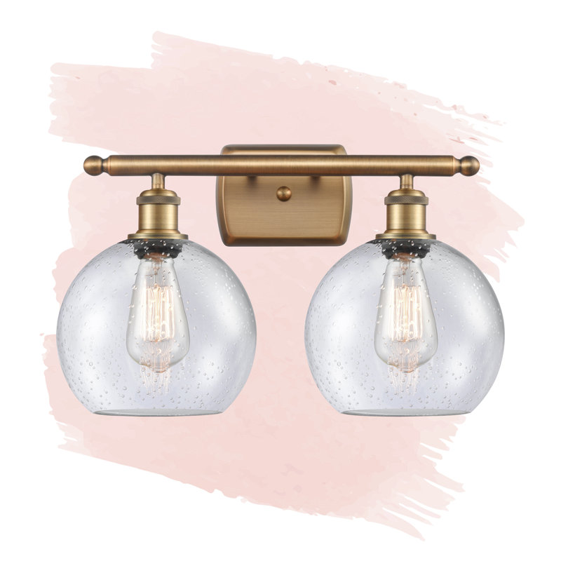 Baptista 2 - Light Dimmable Vanity Light, Clear, 6 Watt Vinage LED Bulb, Brushed Brass