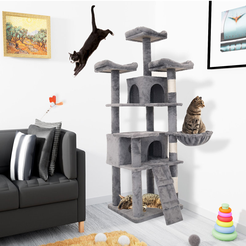 Structure d'escalade d'arbre à chat avec structure à plusieurs couches pour que les chats puissent gratter, grimper, dormir et faire de l'exercice