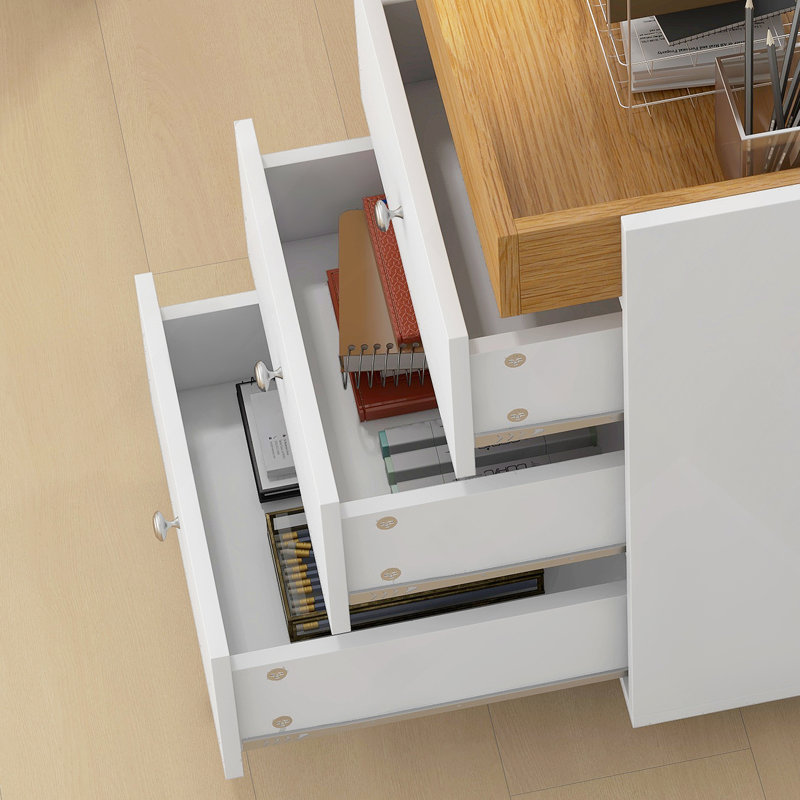 Drawer Home Office Storage Cabinet, Office Drawer On Wheels With Removable Tray, Under Desk Printer Stand With Storage,