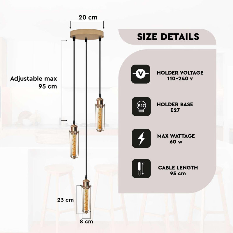 3 - Light French Gold Caged Pendant