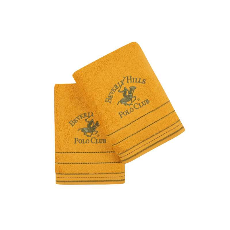 Ensemble de 2 serviettes de bain 100% coton, Moutarde