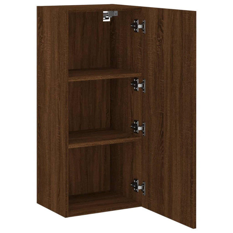 Unfinished TV Stand for TVs up to 28" with Fireplace Included, Brown Oak