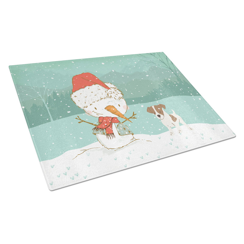 Planche à découper noël bonhomme de neige en verre trempé caroline, Jack Russell terrier #2