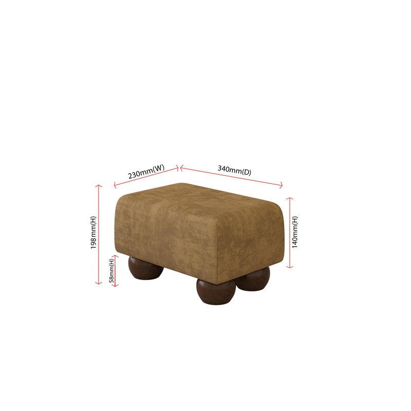 Manufactured Wood Accent Stool, Bark Dark Brown, Mahogany Wood, Velvet