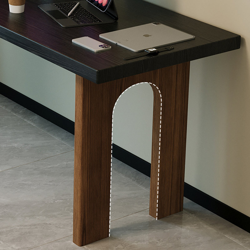Black + Light walnut Rectangular Solid Wood  desk, 29.53" H x 86.61" W x 23.62" D
