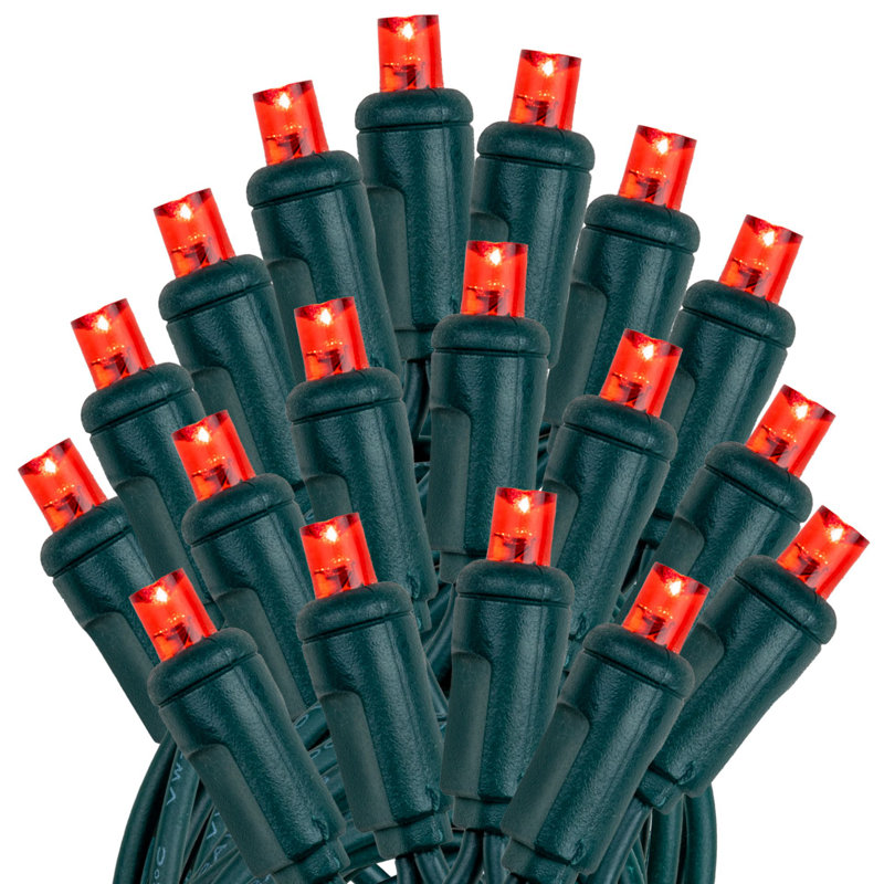 Mini guirlande de Noël 17 pieds 50 lumières DEL sur fil vert, ampoules grand angle de 5 mm, connectables, décor intérieur / extérieur, homologué UL