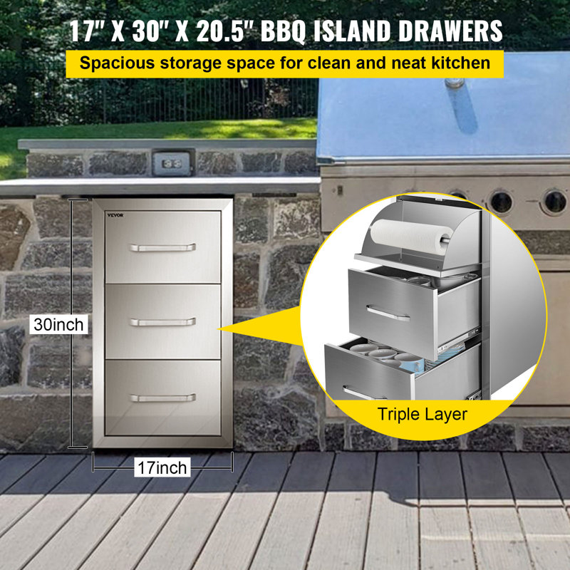 17'' Stainless Steel Drop-In Drawers