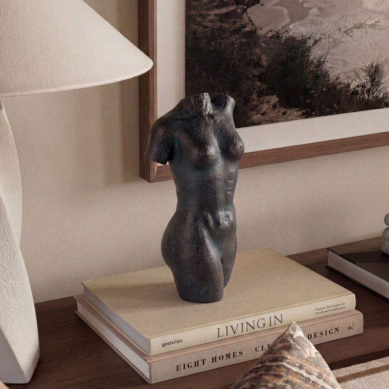 Sculpture torse féminin en résine abstraite