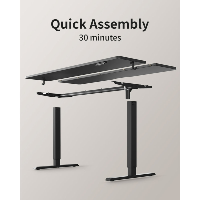 Electric Standing Desk, Height Adjustable Sit Stand Desk, Black, 55" W x 24" D