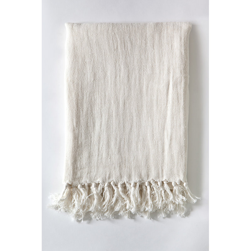 Montauk Hand Woven Blanket, Natural, 90" W x 90" L