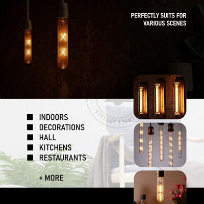 Paquet de 1 ampoule à DEL T185 E26 de 4 W à intensité variable et à intensité variable de 4 W, blanc chaud, 40 W, pour ampoules tubulaires et lustres en verre transparent