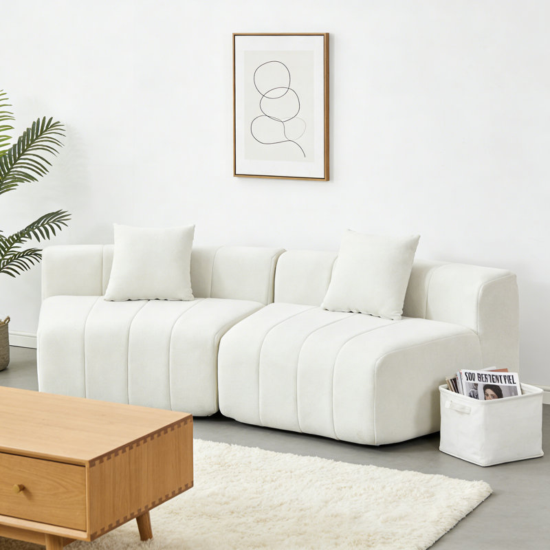 Canapé modulaire courbé Chenile, Beige