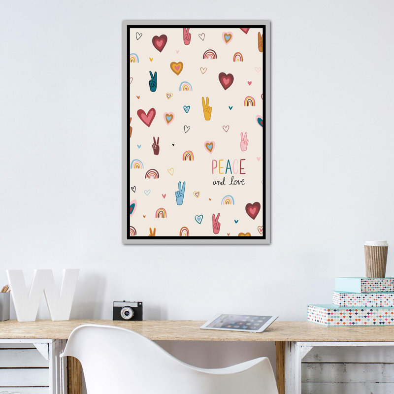 Art vi vibes, H 48 po x l 32 po x P 1,5 po, Toile avec cadre argenté