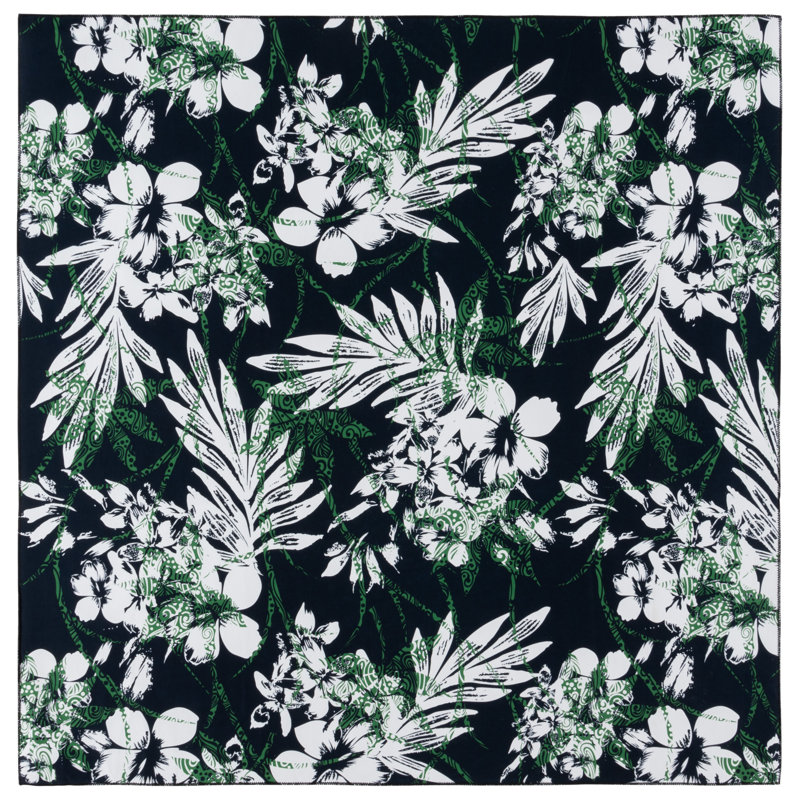 Amalea Performance Machine Washable Floral Rug, Square 6'