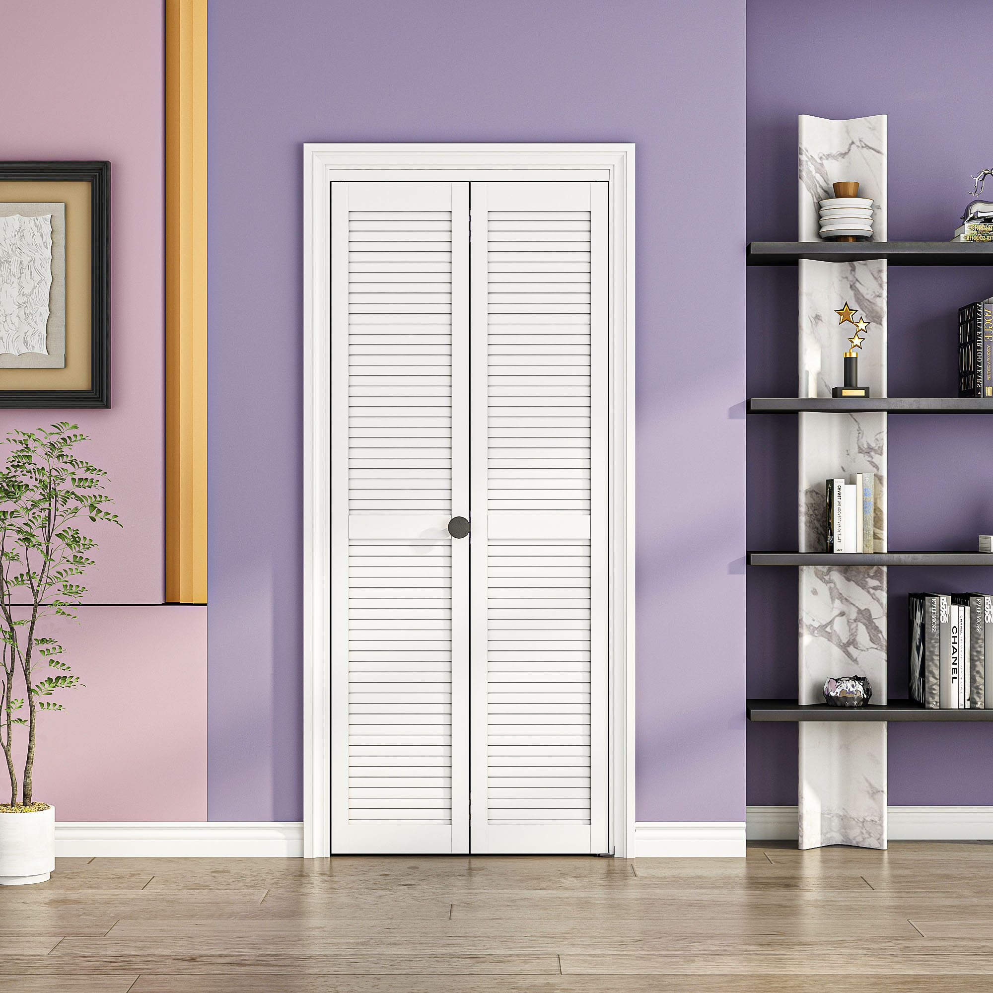 Besthome Bi-Fold Louver Closet Door, Double Bi-Fold Louver Doors