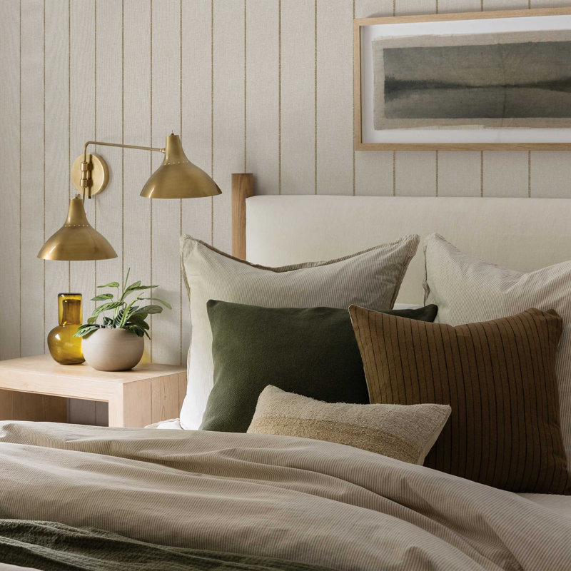 Bursa Stripe Textured Peel and Stick Wallpaper By Pure Salt, Beige