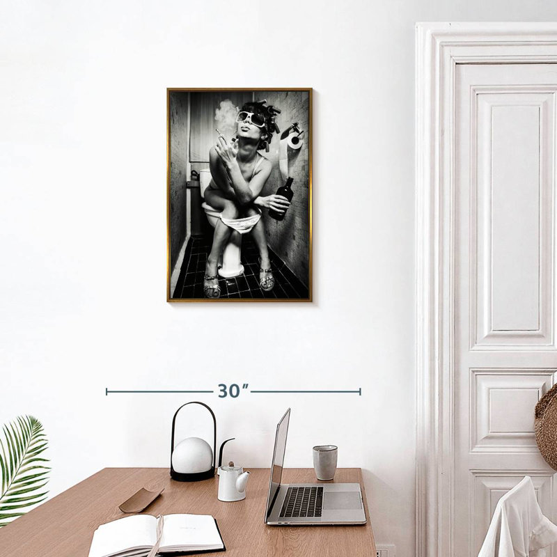 Femme dans la toilette, 17" x 25", Floating Frame Gold