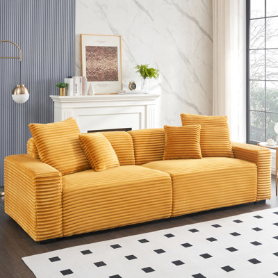 103.51-inch Orange Corduroy 4 , 4 Removable Pillowcases, Soft Stain- For Comfort At Home With Throw Pillows, Interior, Suitable Contemporary Living Room