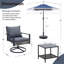 4 Piece Outdoor 360 Swivel Chair Set With Umbrella-1471533236-1471533237