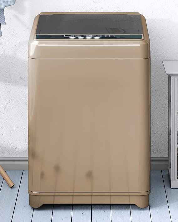 17.6lbs Full-Automatic Washing Machine,  2-in-1 Portable Washer-Dryer(1.7 Cu Ft Portable Washer) With Drain Pump, 10 Wash Programs 8 Water Levels, Compact Mini Washer And Spin-dryer Combo For Dorms, Apartment, RV (Brown)