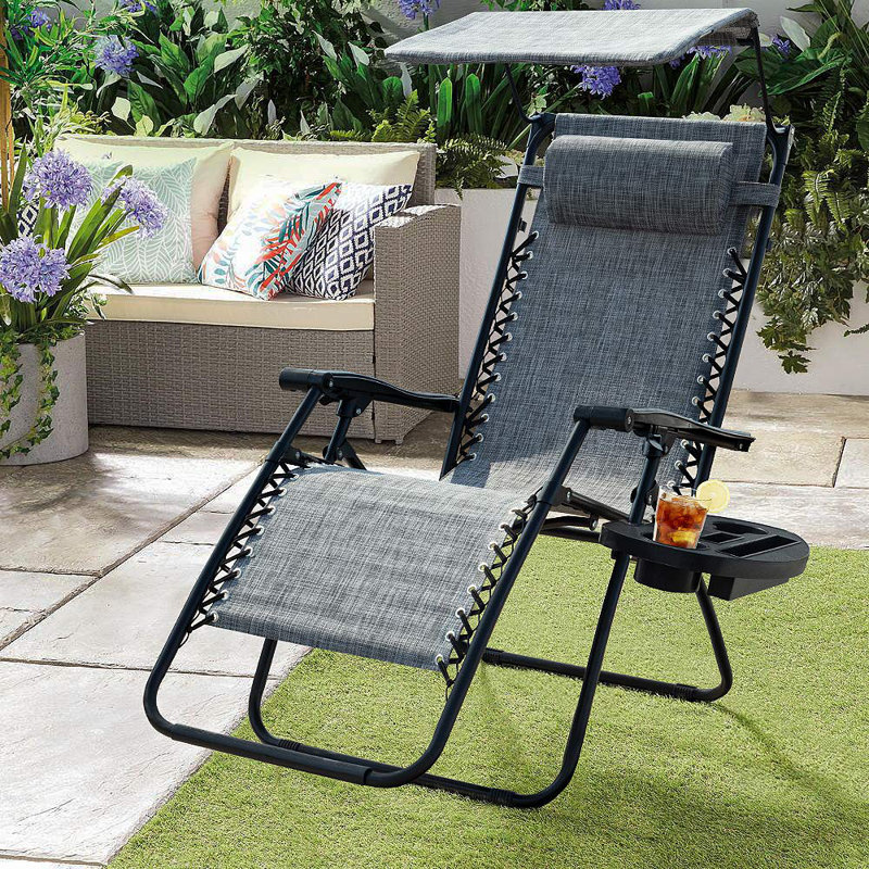 Chaise zéro gravité pliante avec coussin Fabiola, Gris