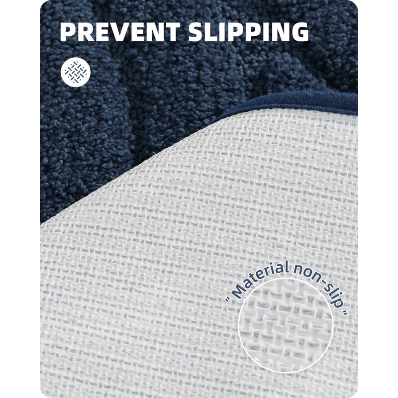 Annakiya Microfiber / Microsuede Non-Slip Bath Rug, 20"W x 51"L, Blue