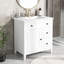 Meuble-lavabo avec lavabo, meuble-lavabo avec porte et deux tiroirs, structure en bois massif
