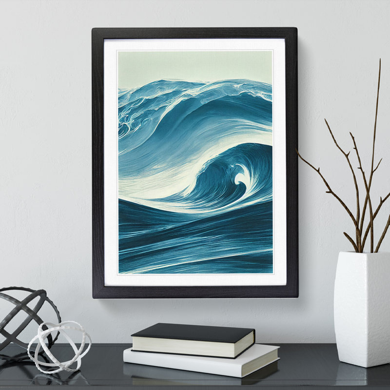 Wave Of The Ocean No.4 - Single Picture Frame Print, 64cm H x 46cm W x 2cm D, Black Framed