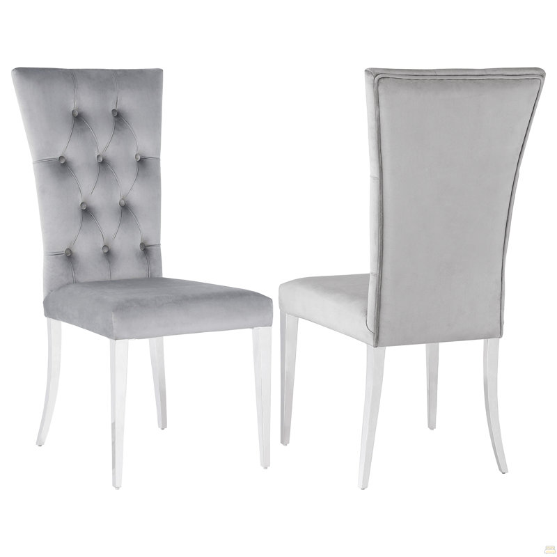 Ensemble de 2 chaises d'appoint à dossier capitonné Allessandra Grey