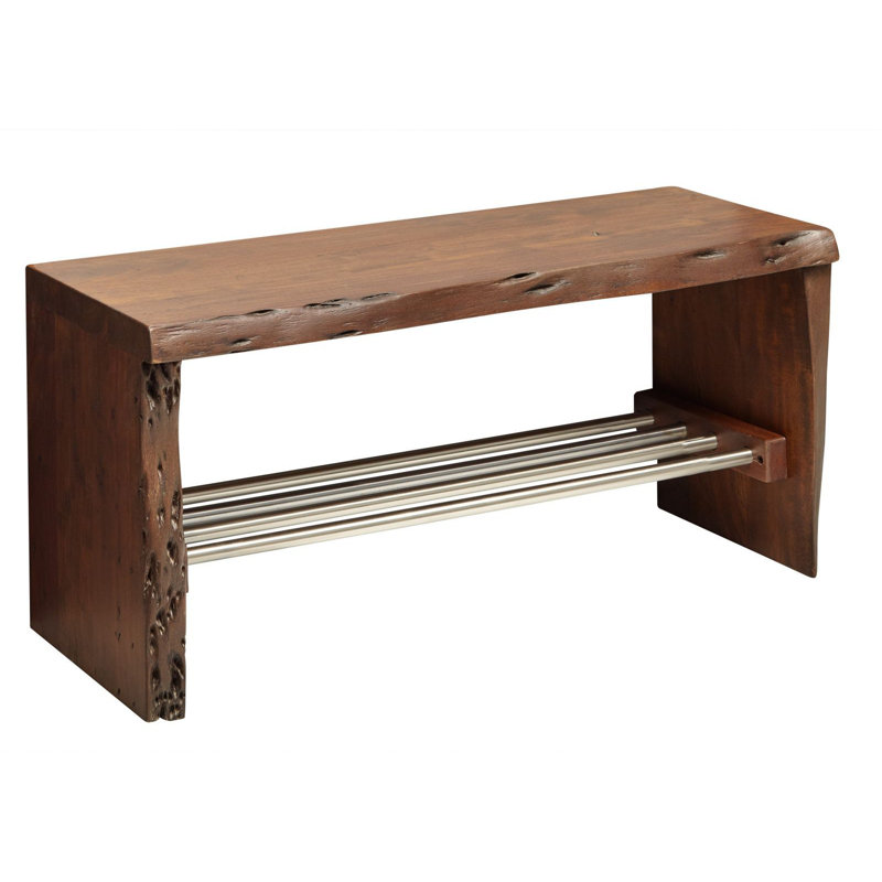 Pure Acacia Solid Wood Bench, Brown