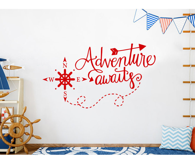 Adhésif décoratif boussole d'aventure et d'aventure, Rouge