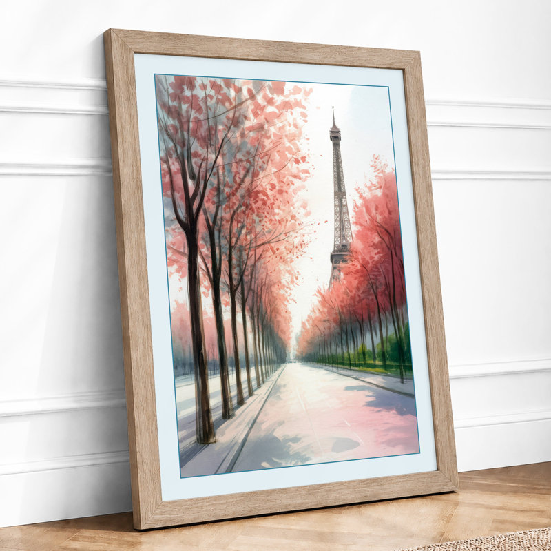 Postcard from Paris Romantic - Framed Print, A3 - 42.0 x 29.7 cm, Oak