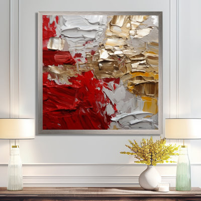Cardinal Sin Retro Delight Abstract Red & Gold - Abstract Painting Canvas Art