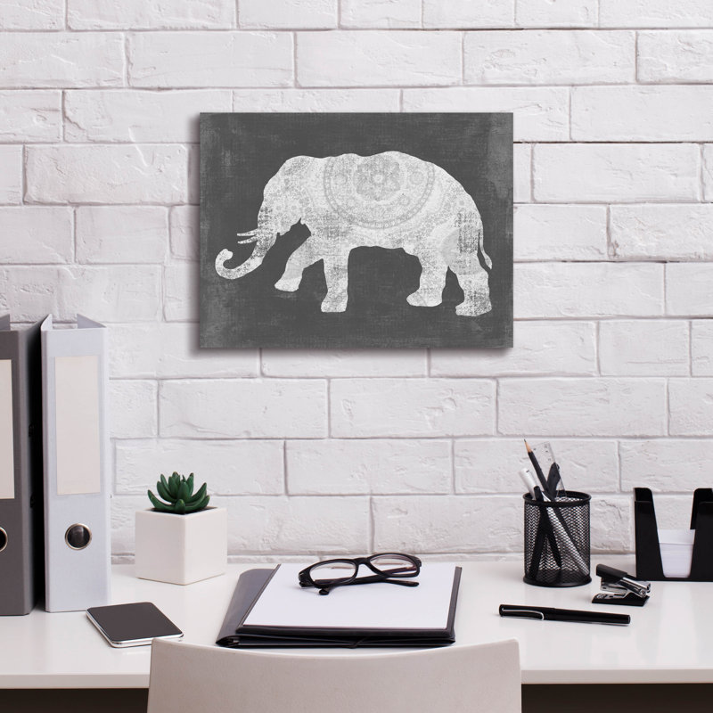 "Epic Graffiti" Silver Raja Elephant 2 "par Sue Schlabach, art mural sur toile, H 12 po x l 16 po x P 0,75 po