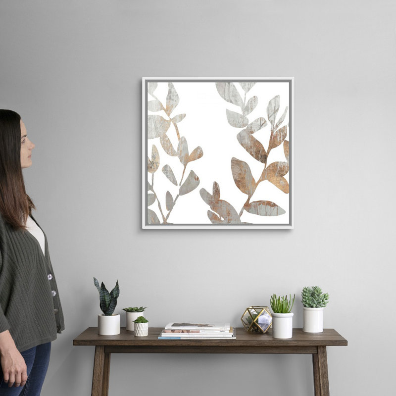 Marbre feuillage I-impression sur toile, Cadre blanc, H 26 po x l 26 po x P 1,75 po