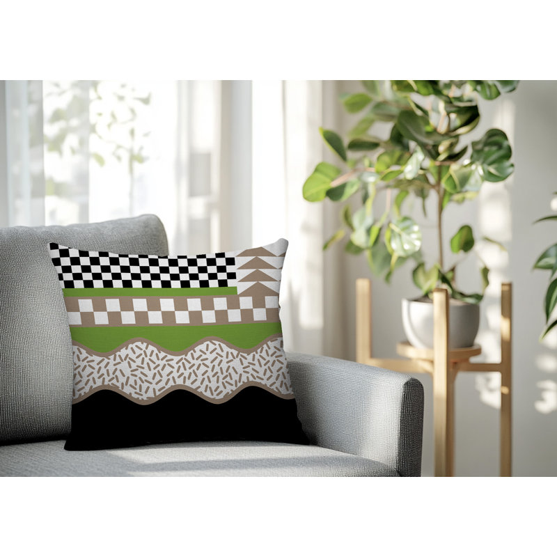 Coussin carré intérieur / extérieur Trix Abstract, Carré 20 po, Chartreuse
